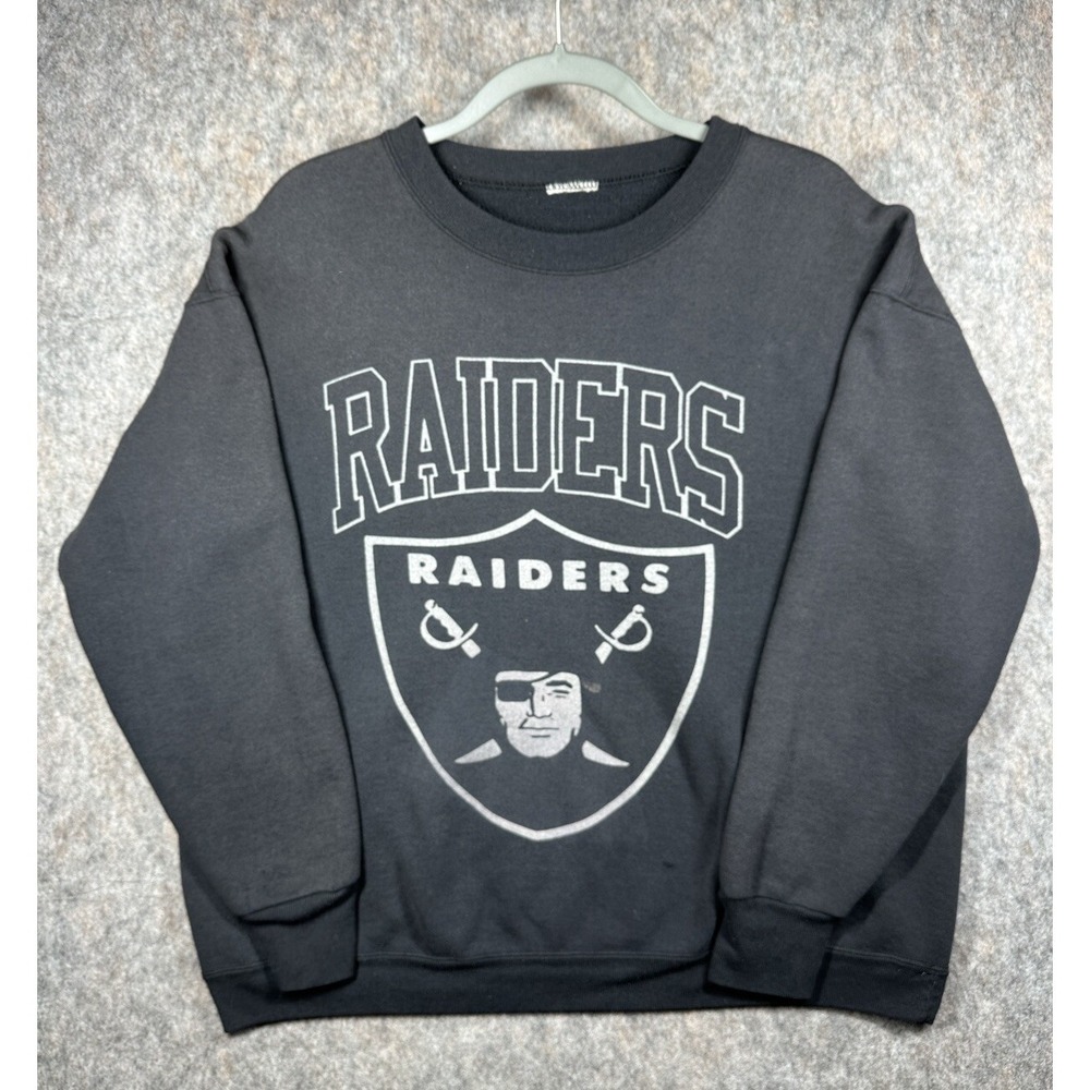 Vintage 90s Oakland Raiders Sweatshirt NFL Crew Neck Black Size Large